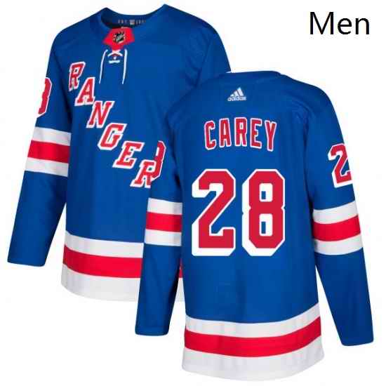 Mens Adidas New York Rangers 28 Paul Carey Premier Royal Blue Home NHL Jersey